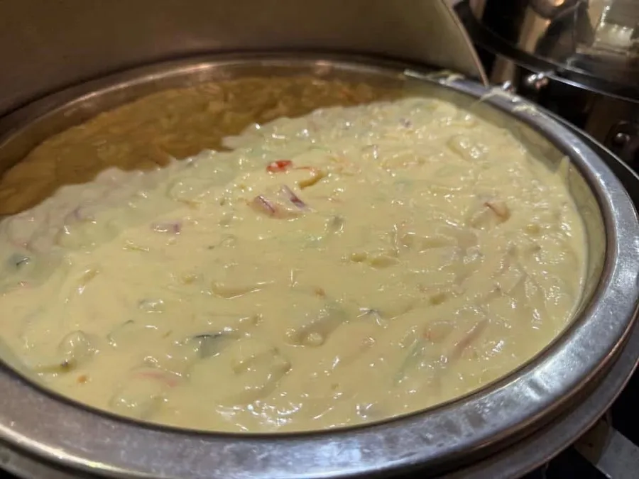 A creamy fruit dessert prepared for an event